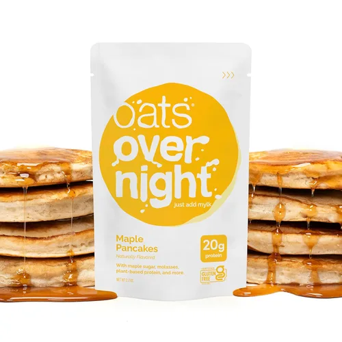 Miniatura 7 de Oats Overnight - Panqueques de arce - Vegano, 0.71 oz de proteína, batido de desayuno alto en fibra - Sin gluten, avena sin OMG (2.5 oz por comida)