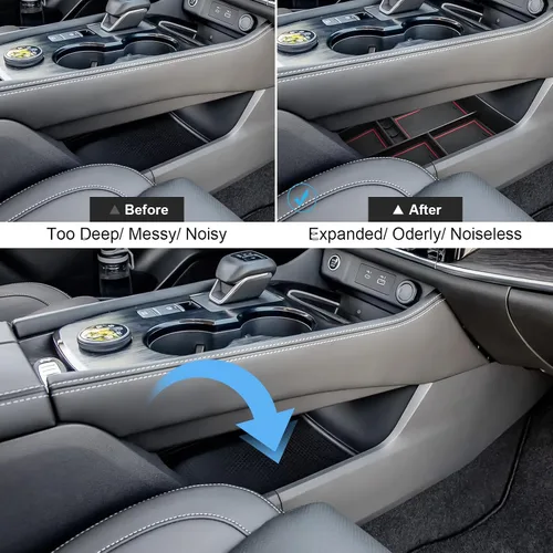 Miniatura 5 de Organizador de reposabrazos 2021-2024 2025 para Nissan Rogue (S/SV/SL/Platinum/Rock Creek), organizador de consola central de plástico ABS y goma