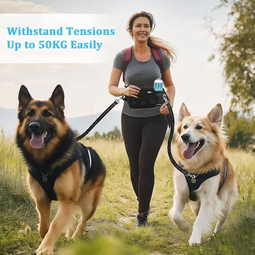 Miniatura 7 de ETACCU Correa de perro resistente manos libres con bolsa de cremallera cinturón para perros grandes y medianos para correr, caminar, trotar