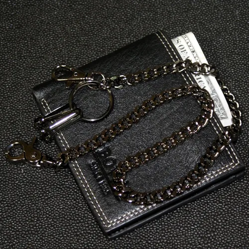 Miniatura 13 de Double K Basic Strong Strap Biker Trucker Key Jean Wallet Chain (17"/21") SLV/BLK CS146MLT