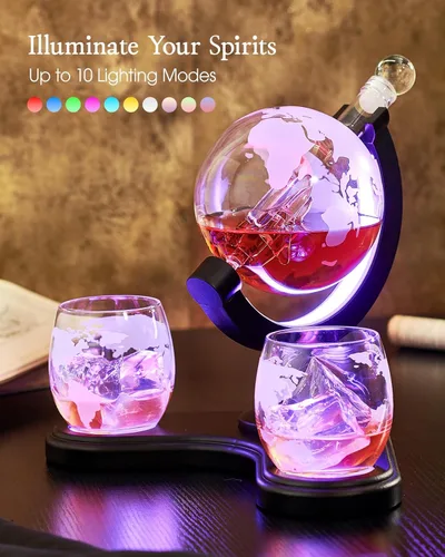 Miniatura 3 de Regalos para hombres y papá, juego de decantadores de whisky Kollea con iluminación única de globo y 7 colores RGB, regalo divertido de Navidad
