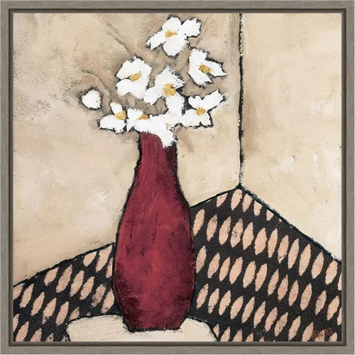 Miniatura 15 de Amanti Art Lienzo enmarcado para pared, florero rojo retro de 16 x 16 pulgadas, por Judi Bagnato, lienzo enmarcado para pared, obras de arte
