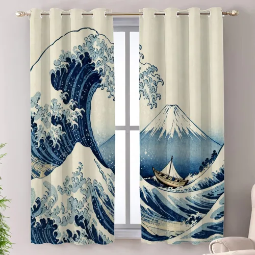 Miniatura 111 de Shrahala Abstract Pattern Geometric Blackout Window Curtains, Concentric Squares Thermal Insulated Curtains Grommet Long Drapes for Bedroom,Living
