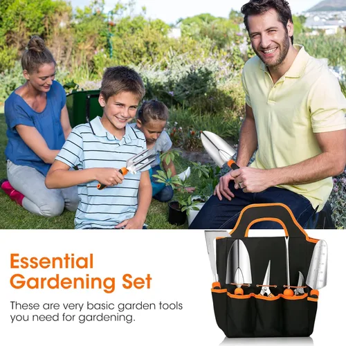 Miniatura 7 de Gartden Tools, 10 herramientas de jardín de acero inoxidable para jardinería con mango ergonómico antideslizante, herramientas de mano de jardín