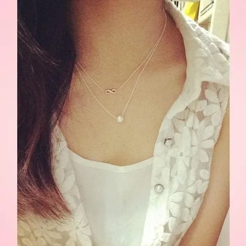 Miniatura 4 de LANG XUAN 2 piezas - Collar de amistad de mariposa, de la suerte, elefante, perla, circulo, collar con dije para mujer.