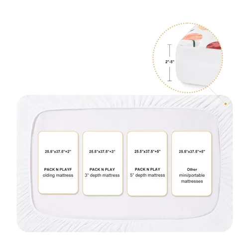Miniatura 3 de TILLYOU Sábana para Corralito - Protector Acolchado Suave para Cuna, Protector de Colchón para Niños Pequeños con Bolsillo Profundo de 1''-3