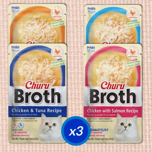Miniatura 5 de INABA Churu Caldo para gatos, bolsa de guarnición, 1.4 onzas por bolsa, 12 bolsas, variedad de pollo y mariscos