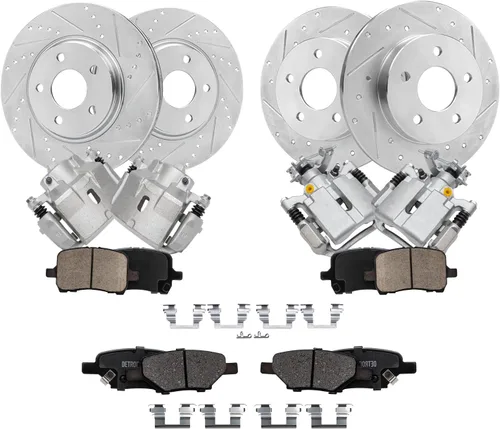Miniatura 94 de Detroit Axle - 4 rotores de freno para Chevrolet Cruze Volt Orlando Verano, rotores de freno de disco perforados y ranurados de repuesto : rotor