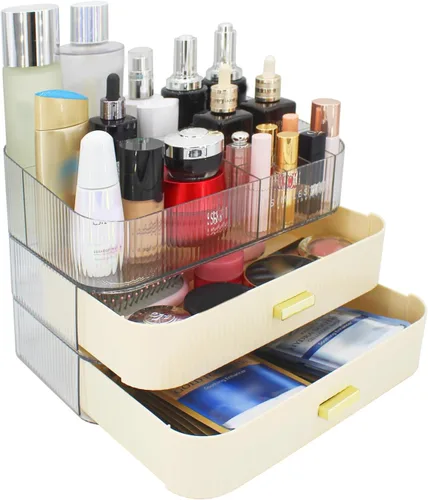 Miniatura 10 de Organizador de maquillaje con cajones apilables, organizadores y almacenamiento para tocador de baño, ideal para cosméticos, cuidado de la piel
