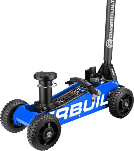 Miniatura 14 de Powerbuilt gato de garaje triple de 1360 kg, resistente para vehículos, camiones, automóviles, motocicletas, gato de transmisión, capacidad de 1.5