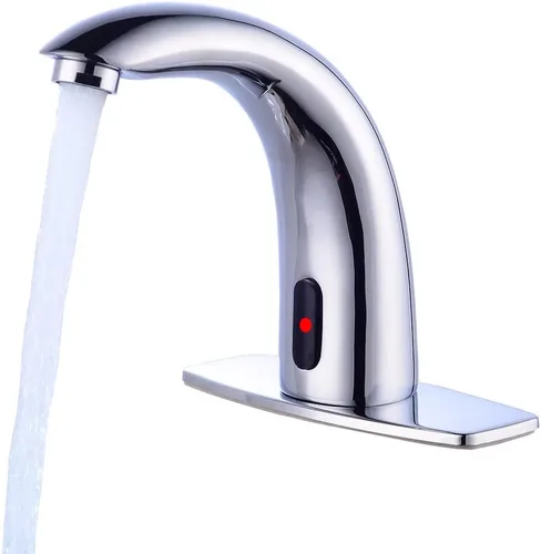 Grifo automático para lavabo de baño sin contacto, grifo con sensor activado por movimiento, grifo comercial manos libres con cubierta de orificio,