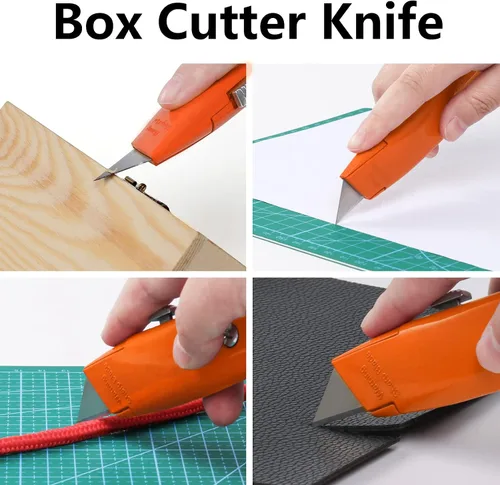 Miniatura 2 de DIYSELF Paquete de 2 cortadores retráctiles con 10 hojas de cuchillo utilitario, cuchillas afiladas de acero SK5, cortadores de caja para cartón