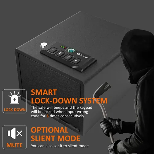 Miniatura 5 de Z ZLJUAN Cajas fuertes para pistolas de acceso rápido, dispositivo de seguridad con teclado biométrico y digital y llave, caja fuerte para pistola