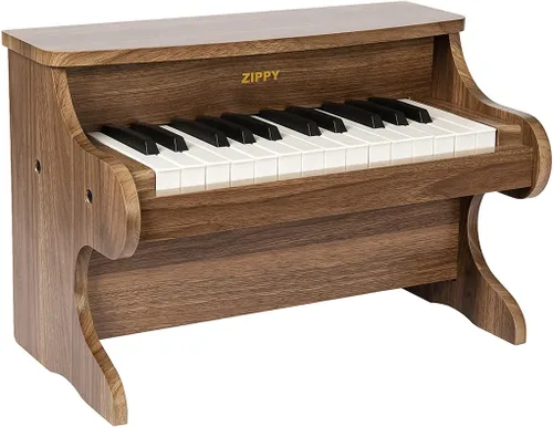 ZIPPY Teclado de piano para niños, piano digital de 25 teclas para niños, mini instrumento educativo musical, juguete de madera para niños pequeños