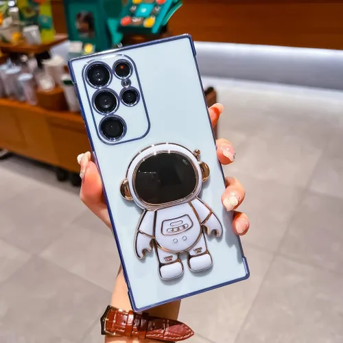 Miniatura 5 de Funda compatible con Samsung Galaxy S22 Ultra con soporte, bonita funda protectora suave y lujosa de astronauta 3D para mujer, diseñada para Galaxy