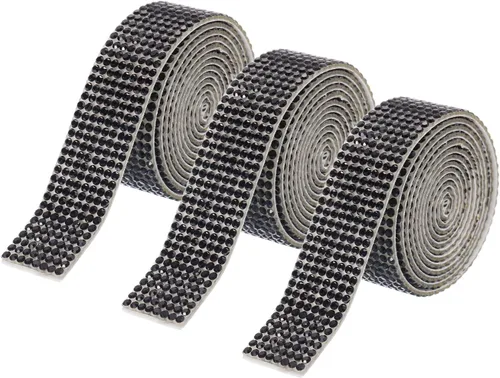 Miniatura 64 de MECCANIXITY 3 rollos de cinta de diamantes de imitación autoadhesiva de 3 yardas y 0.315 in para proyectos de artes y manualidades, pasteles de Beige