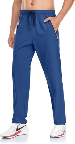 Miniatura 41 de Rapoo Pantalones ligeros para hombre con bolsillos con cremallera, secado rápido, pantalones deportivos de viaje para entrenamiento