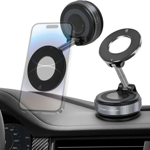 Miniatura 11 de Jikasho Soporte magnético para teléfono con succión al vacío, plegable y retráctil, soporte de teléfono con ventosa manos libres