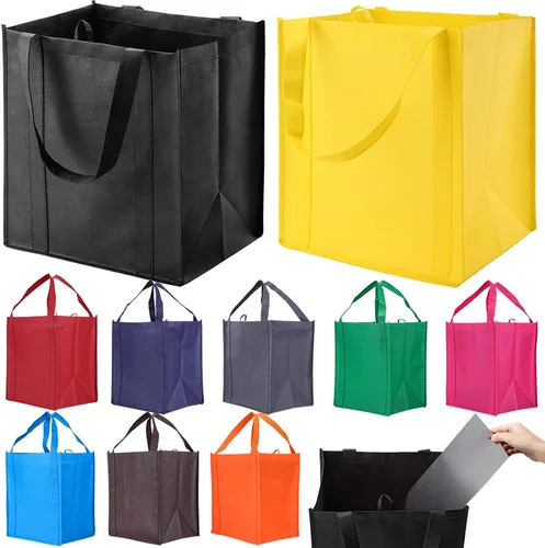 Miniatura 8 de NERUB Juego de 10 bolsas de comestibles reutilizables de servicio pesado, bolsas de compras, bolsas grandes para comestibles con fondo reforzado