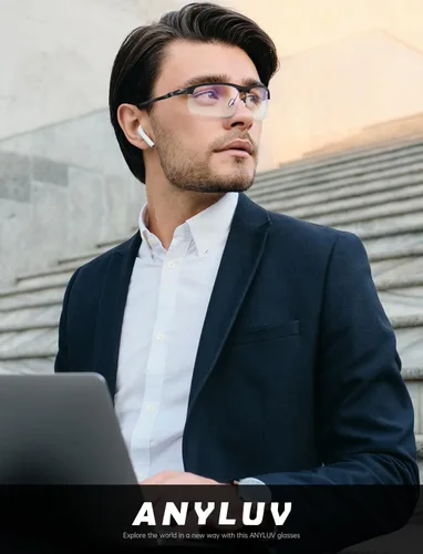 Miniatura 2 de ANYLUV Gafas de luz azul para hombre, lentes de bloqueo de luz azul, templo de fibra de carbono, gafas de computadora para juegos, antifatiga ocular