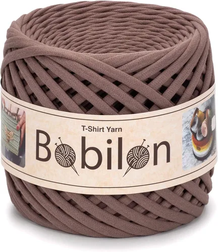 Miniatura 20 de Hilo de camiseta – 0.197-0.276 in – Cinta de punto para ganchillo, tejido, macramé, manualidades – 328.1 ft / 110 yardas – Hilo de algodón Apricot