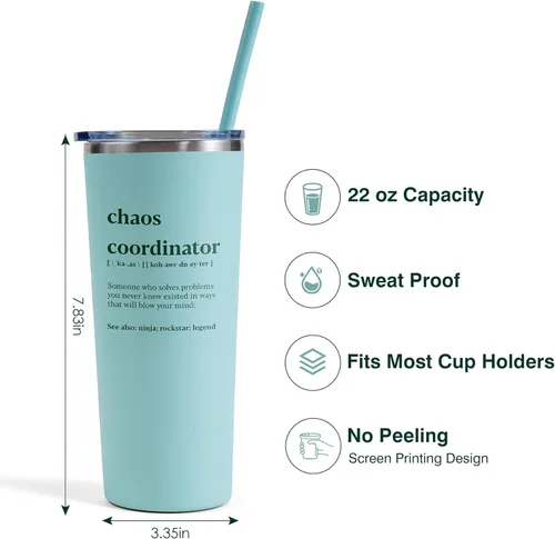 Miniatura 4 de Chaos Coordinator Gifts - Vaso de apreciación administrativo para profesionales y maestros, 22 onzas Coordinador del Caos - Mint