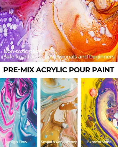 Miniatura 5 de Nicpro Juego de pintura acrílica para verter de 14 colores en gran cantidad (1000 ml, 33.8 oz) Kit de suministros de pintura acrílica premezclada