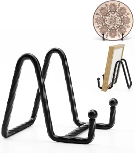 Soportes de fotos para exhibición, paquete de 3 soportes de placa de 3 pulgadas para exhibición, soporte de placa decorativa de metal negro, soporte
