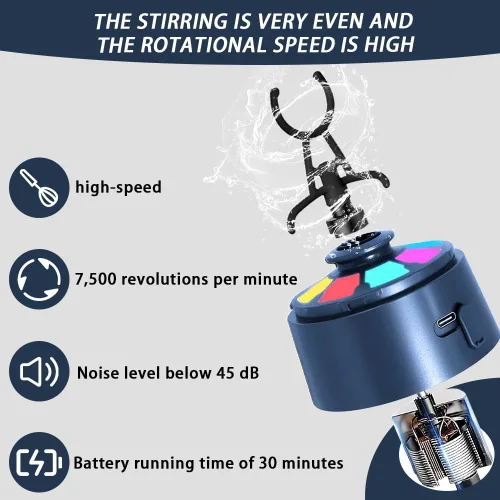 Miniatura 3 de PROCHAIN Botella agitadora eléctrica de proteínas, mezclador de batidos de proteínas, taza de mezcla automática portátil para preentrenamiento, Azul