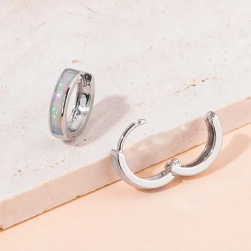 Miniatura 166 de CiNily Aretes Huggie de ópalo con bisagras, chapados en oro, hipoalergénicos, pequeños aretes de aro para mujeres, adolescentes, niñas, hombres