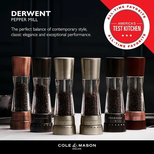 Miniatura 3 de Cole & Mason Derwent Molinillo de Pimienta - Molinillo de Pimienta Gourmet de Precisión - Herramientas Recargables para Condimentos y Especias - Oro
