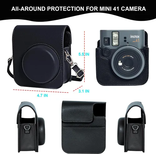 Miniatura 4 de Mini 41 Funda protectora para cámara instantánea Fujifilm Instax Mini 41, funda de cuero PU retro para cámara Mini 41 con álbum de fotos mini de 64