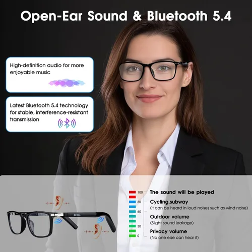 Miniatura 7 de Lentes inteligentes Al 2026 para hombres y mujeres, lentes de traducción Bluetooth con 164 idiomas, lente de cambio de color, música y llamadas