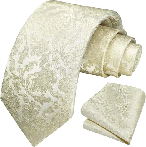 Miniatura 182 de Corbatas florales tejidas clásicas para hombre, corbata cuadrada de bolsillo, corbatas formales para hombres, boda con pañuelo