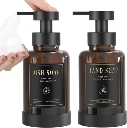 Miniatura 12 de Luxspire Dispensador de jabón espumoso, dispensador de jabón con bomba de espuma de vidrio, dispensador de jabón de manos antideslizante con 5