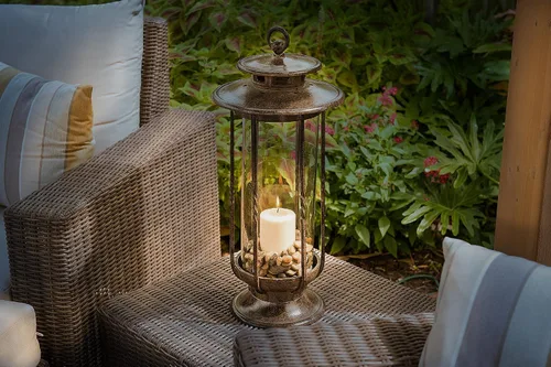Miniatura 5 de H Potter – Linterna Huracán, Hierro, Marrón Charcoal, S, 0 volts Farol de vela para interiores y exteriores, patio, porche, jardín y decoración