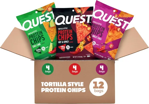 Miniatura 22 de Quest Tortilla Style - Paquete variado de chips de proteína, chile lima, queso nacho, tacos cargados, 12
