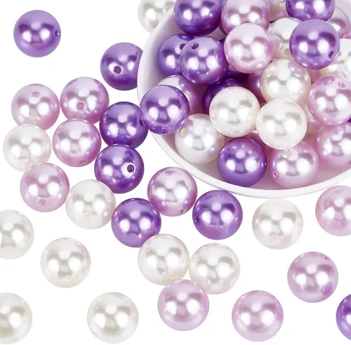 Miniatura 8 de PH PandaHall 60 cuentas de perlas de 0.787 pulgadas (0.787 in), cuentas de chunk para bolígrafo, cuentas focales acrílicas rojas, cuentas grandes