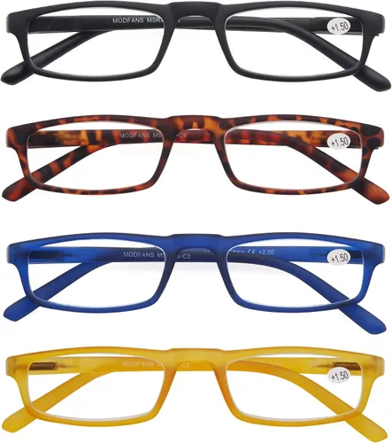 Miniatura 2 de MODFANS Gafas de lectura para mujeres y hombres, montura estrecha ligera con acabado brillante, bisagra de resorte flexible, elegantes lentes
