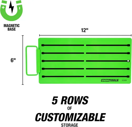Miniatura 4 de OEMTOOLS 22389 Pro Bandeja magnética para dados, organizador de trinquete personalizable, pernos de accionamiento ajustables, organizador de juego