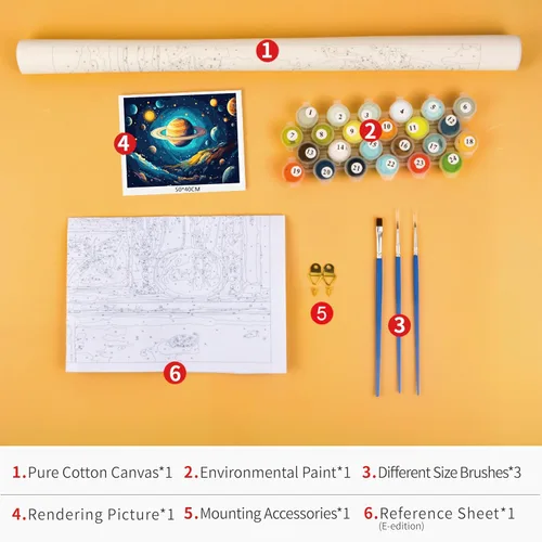 Miniatura 5 de Pintura por números para adultos Universo por números, ilustraciones de estrellas cósmicas por números para adultos principiantes, kits de pintura