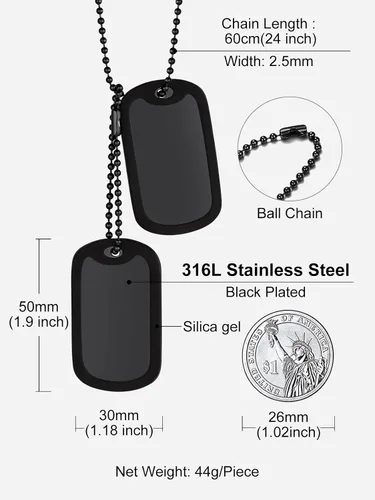 Miniatura 5 de Richsteel - Placa de identificación estilo Hip Hop militar para collar, fibra de carbón, colgante de bibliabala, para mujeres y hombres joya