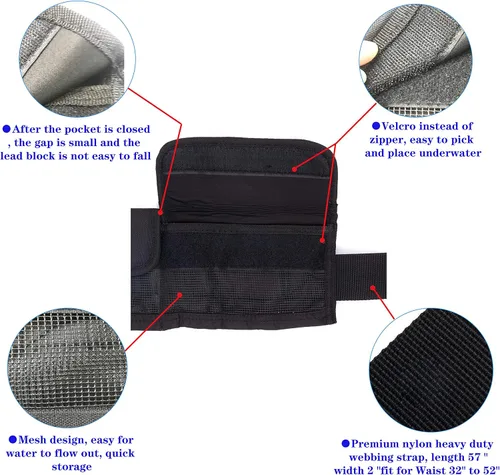 Miniatura 5 de 4 cinturones de neopreno para buceo de bolsillo, nailon para pesca con lanza para cintura de 32 a 52 pulgadas, hebilla de liberación rápida