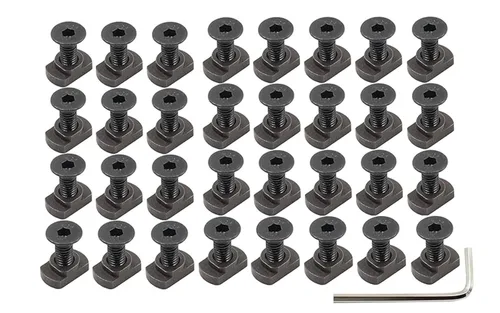 Paquete de 16 Juegos de Repuesto de Tornillos de Tuerca en T M5, Compatible con Montaje en Riel, con Tornillos de Bloqueo de Rosca, Llave y Tuercas,
