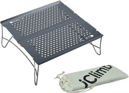 Miniatura 9 de iClimb Mini mesa plegable individual ultraligera y compacta para mochileros, camping, senderismo, playa, picnic (plata - L)
