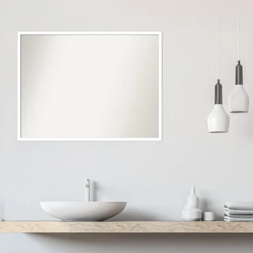 Miniatura 995 de Amanti Art Espejo de baño blanco para sobre el fregadero, 32 x 45 pulgadas, espejo de tocador rectangular blanco esbelto, marco de madera moderno