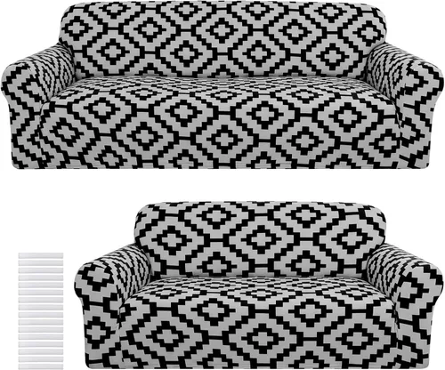 Peryiter Milk Silk Spandex Slipcover Set for Couch Furniture Protector Covers for Sofa Loveseat Couch Arm Chair Form Fit Stretch Wrinkle Proof(2