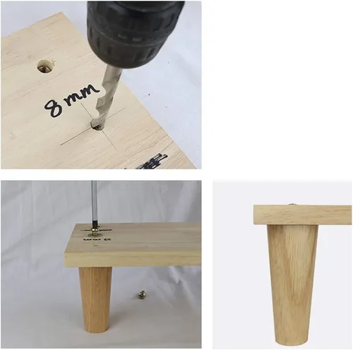 Miniatura 5 de Patas de madera maciza para muebles, patas de sofá cónicas, patas de mesa de café, patas de repuesto para armario, con accesorios, con perno M8