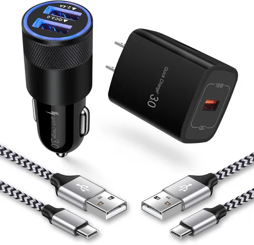 Kit de cargador súper rápido tipo C, cargador de pared 3.0 de carga rápida de 18 W, adaptador de coche para Samsung Galaxy S25 Ultra S25 S24 FE Z