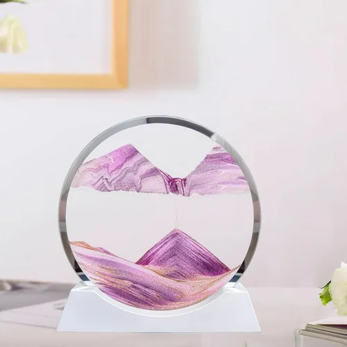 Miniatura 6 de Aoderun Arte de arena móvil de 7 pulgadas, movimiento líquido con luz, 3 colores cambiantes, arena en movimiento, imagen de arte redondo de vidrio